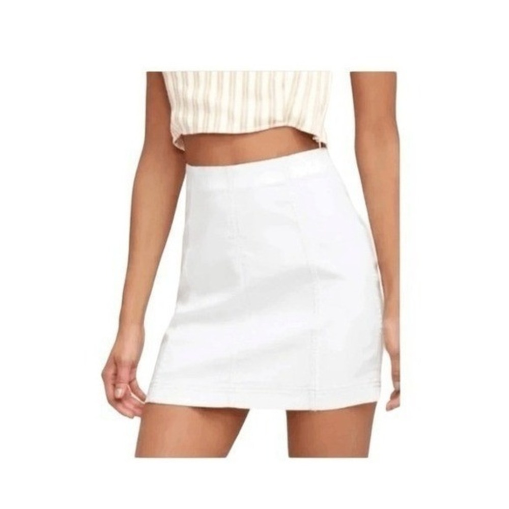 Free People Modern Femme Jean Skirt Stark Denim White High Rise‎ Mini S